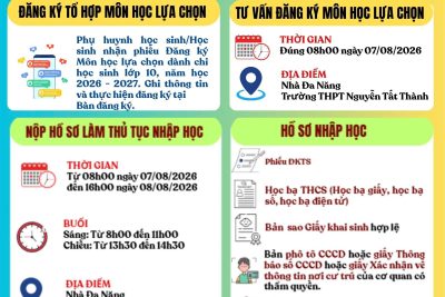 Thông báo thời gian tư vấn đăng ký môn học lựa chọn và nộp hồ sơ nhập học lớp 10 năm học 2026-2027